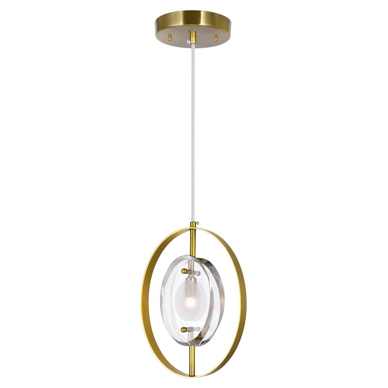 CWI Lighting Iris 1 Light Contemporary Metal Mini Pendant in Brass