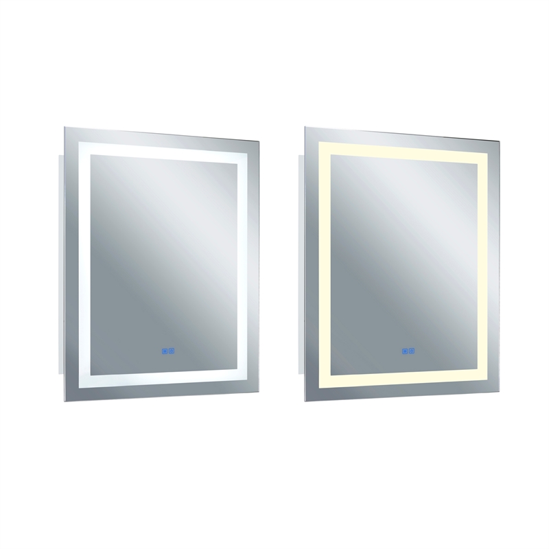 CWI Lighting AbrilRectangle Contemporary Metal LED Mirror in Matte White