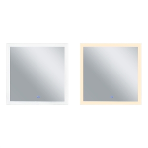 CWI Lighting Abigail 36&quot Square Contemporary Metal LED Mirror in Matte White