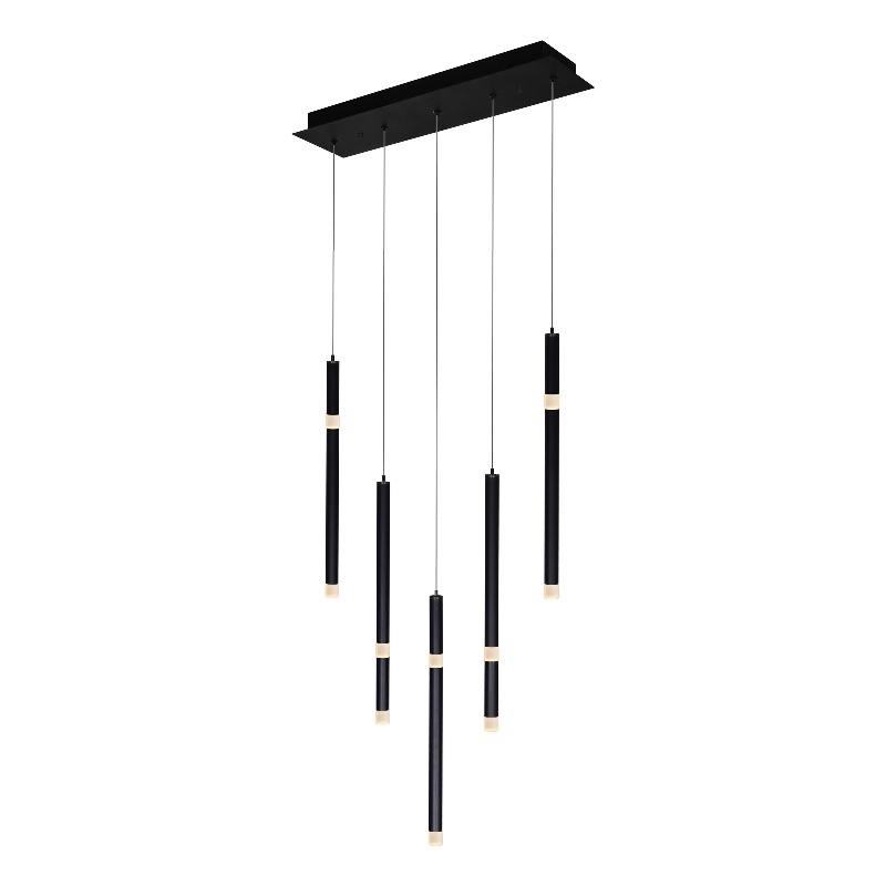 CWI Lighting Flute 5 Light Contemporary Metal LED Chandelier in Black