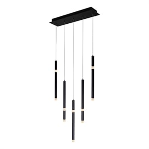 CWI Lighting Flute 5 Light Contemporary Metal LED Chandelier in Black