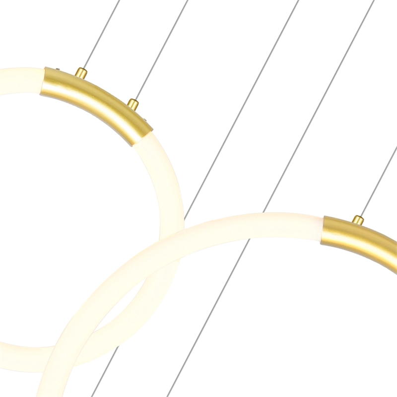 CWI Lighting Hoops 5 Light Contemporary Metal LED Chandelier in Satin Gold