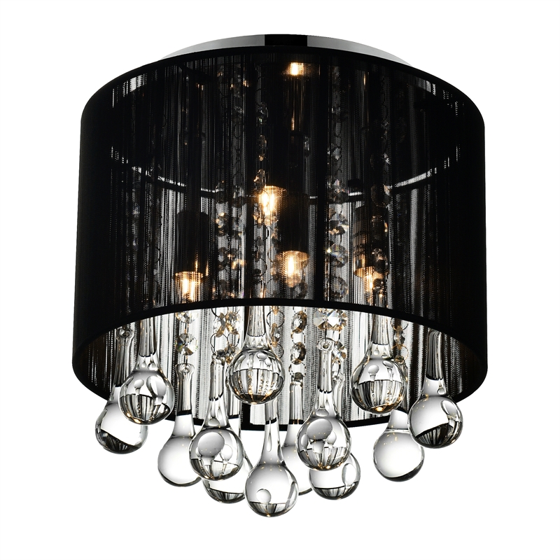 CWI Lighting Water Drop 4 Light Drum Shade Metal Flush Mount in Chrome