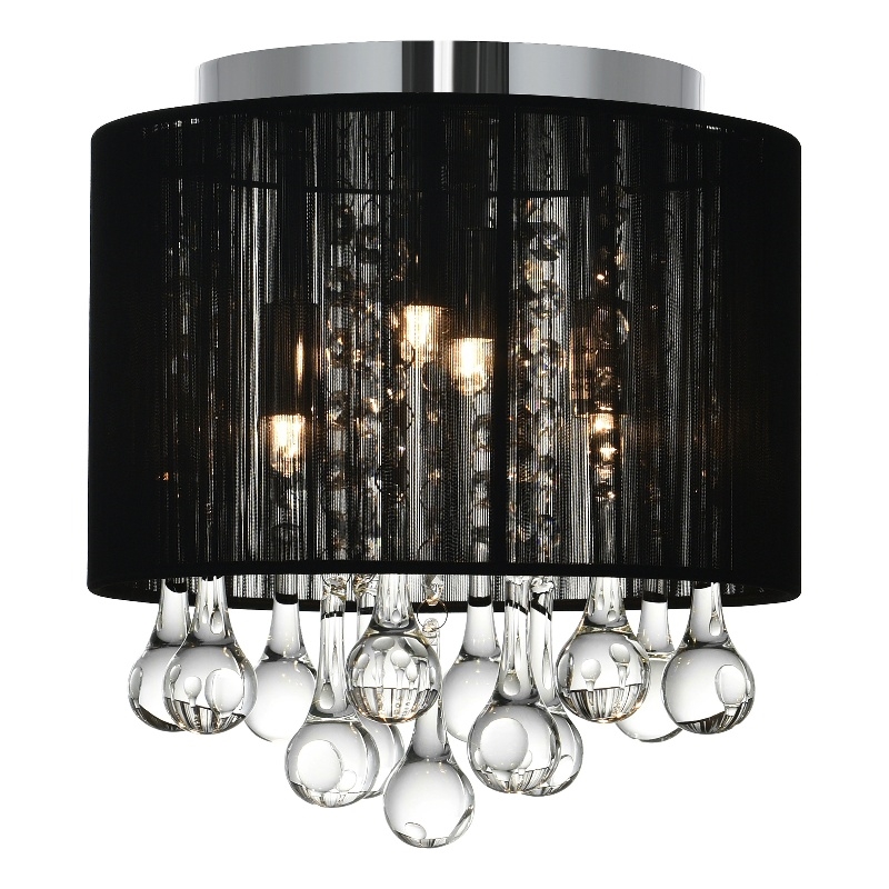 CWI Lighting Water Drop 4 Light Drum Shade Metal Flush Mount in Chrome