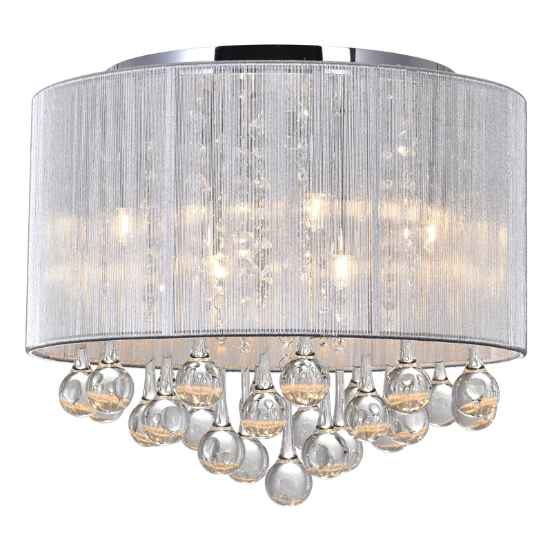 CWI Lighting Water Drop 6 Light Drum Shade Metal Flush Mount in Chrome
