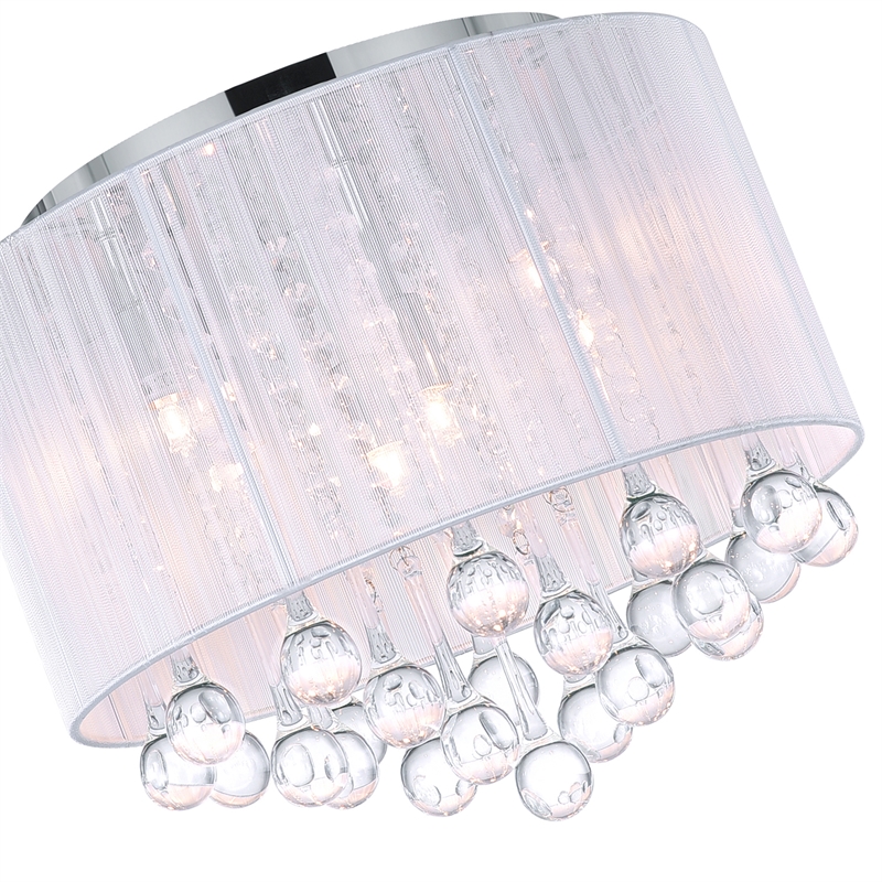 CWI Lighting Water Drop 6 Light Metal Flush Mount with Drum Shade in Chrome