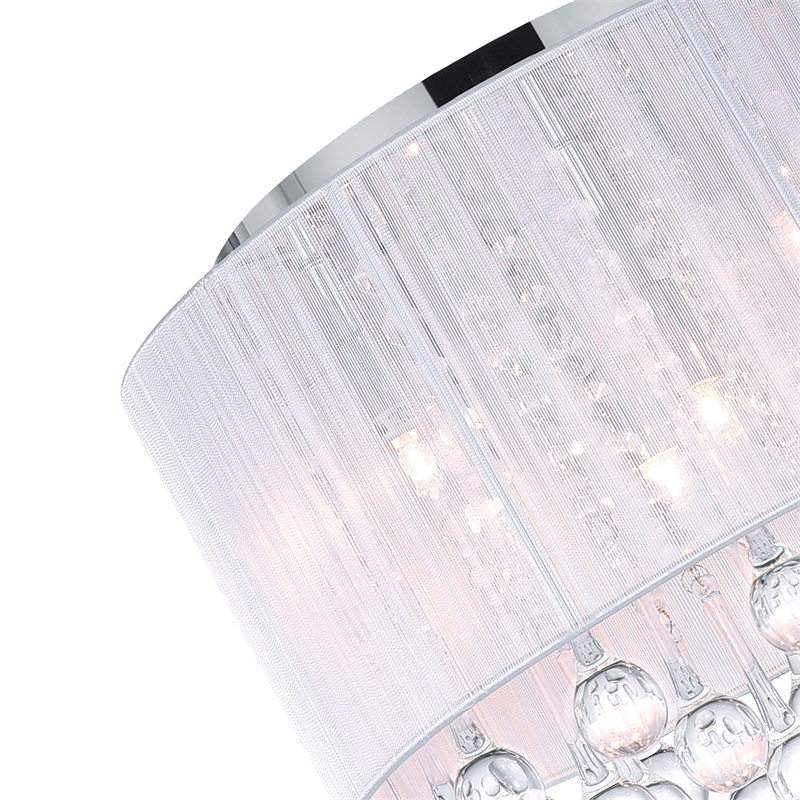 CWI Lighting Water Drop 6 Light Metal Flush Mount with Drum Shade in Chrome