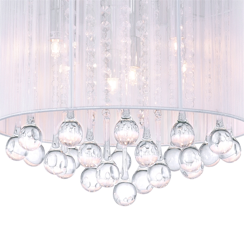 CWI Lighting Water Drop 6 Light Metal Flush Mount with Drum Shade in Chrome