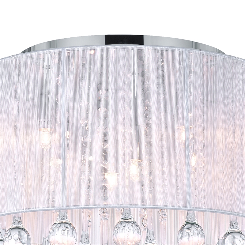 CWI Lighting Water Drop 6 Light Metal Flush Mount with Drum Shade in Chrome