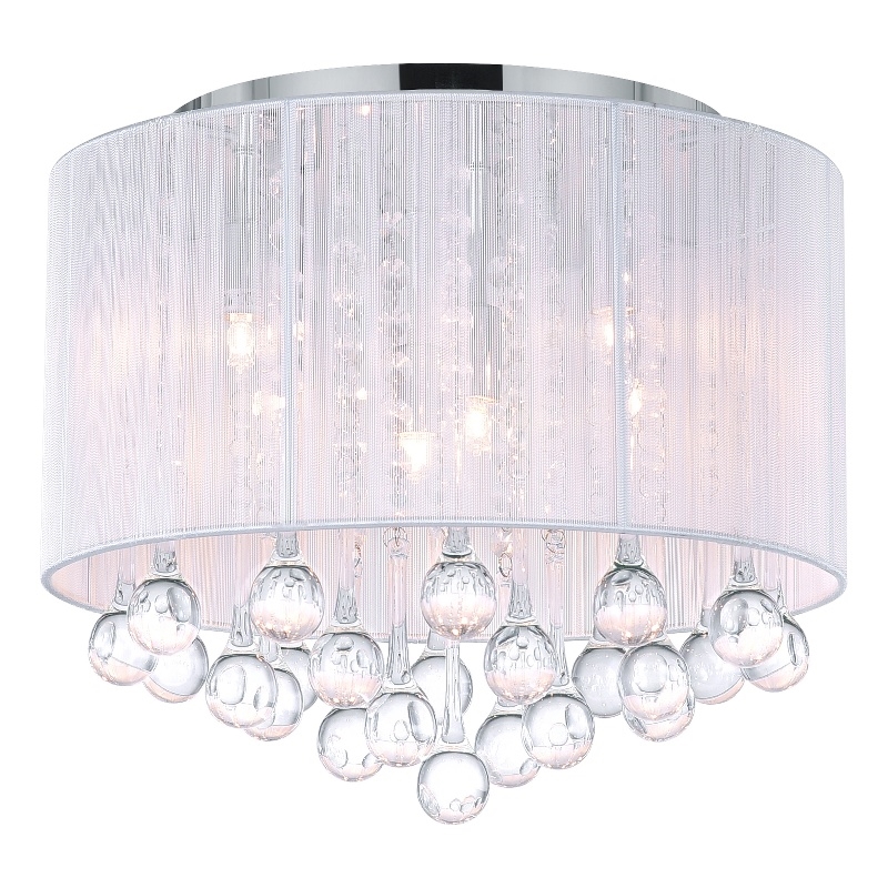 CWI Lighting Water Drop 6 Light Metal Flush Mount with Drum Shade in Chrome