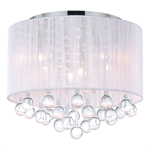 CWI Lighting Water Drop 6 Light Metal Flush Mount with Drum Shade in Chrome