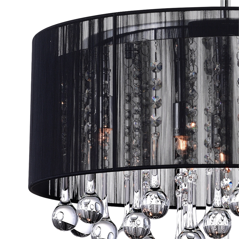 CWI Lighting Water Drop 6 Light Drum Shade Metal Chandelier in Chrome