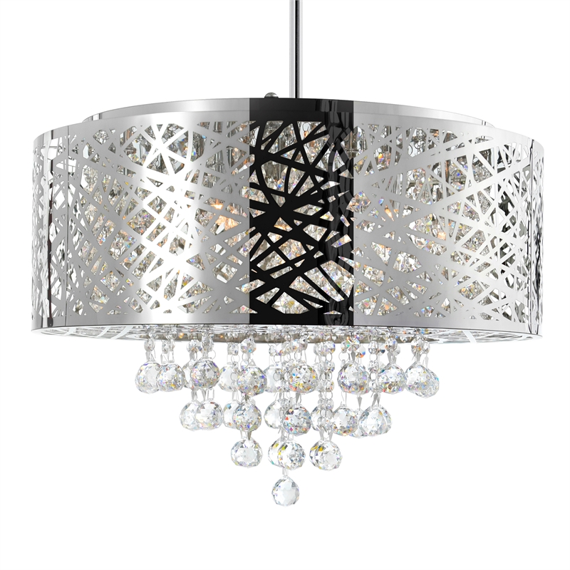 CWI Lighting Eternity 9 Light Drum Shade Metal Chandelier in Chrome