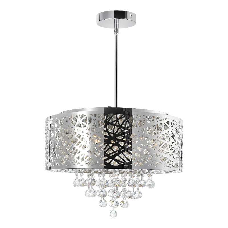 CWI Lighting Eternity 9 Light Drum Shade Metal Chandelier in Chrome