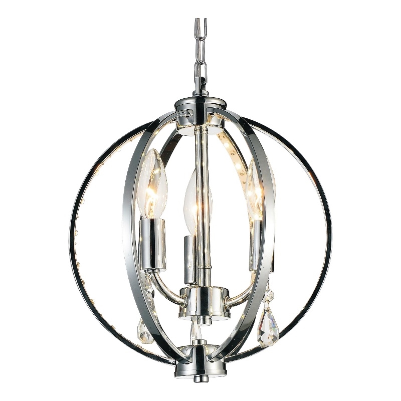CWI Lighting Abia 3 Light Up Contemporary Metal Mini Pendant in Chrome
