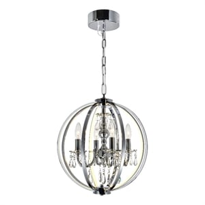 CWI Lighting Abia 4 Light Up Contemporary Metal Chandelier in Chrome