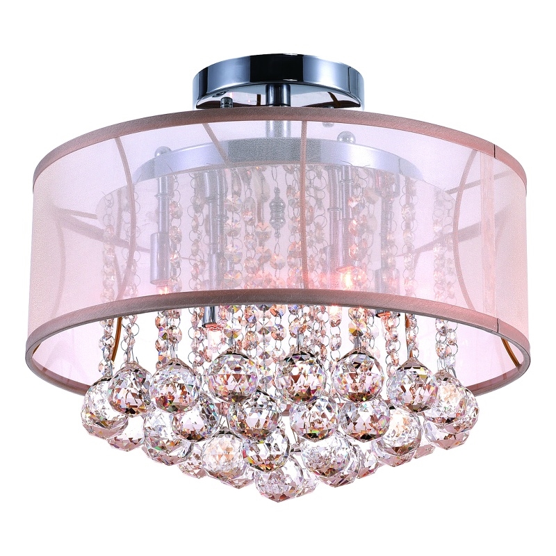 CWI Lighting Radiant 6 Light Drum Shade Contemporary Metal Flush Mount in Chrome