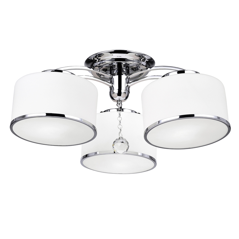 CWI Lighting Frosted 3 Light Drum Shade Metal Flush Mount Light in Chrome