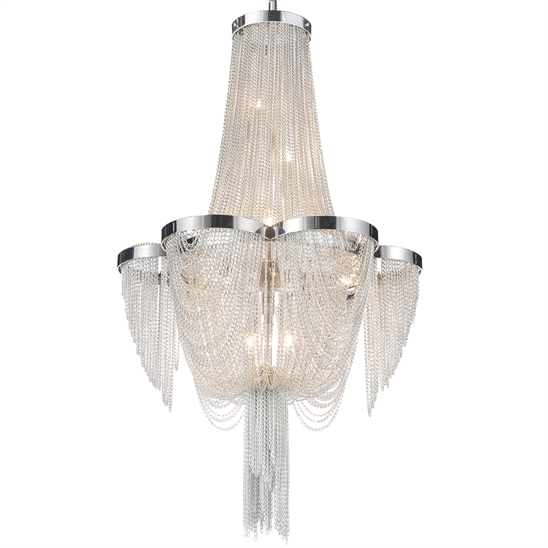 CWI Lighting Taylor 7 Light Down Contemporary Metal Chandelier in Chrome