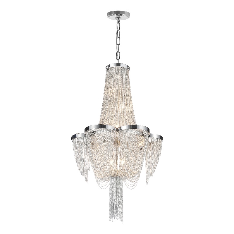 CWI Lighting Taylor 7 Light Down Contemporary Metal Chandelier in Chrome