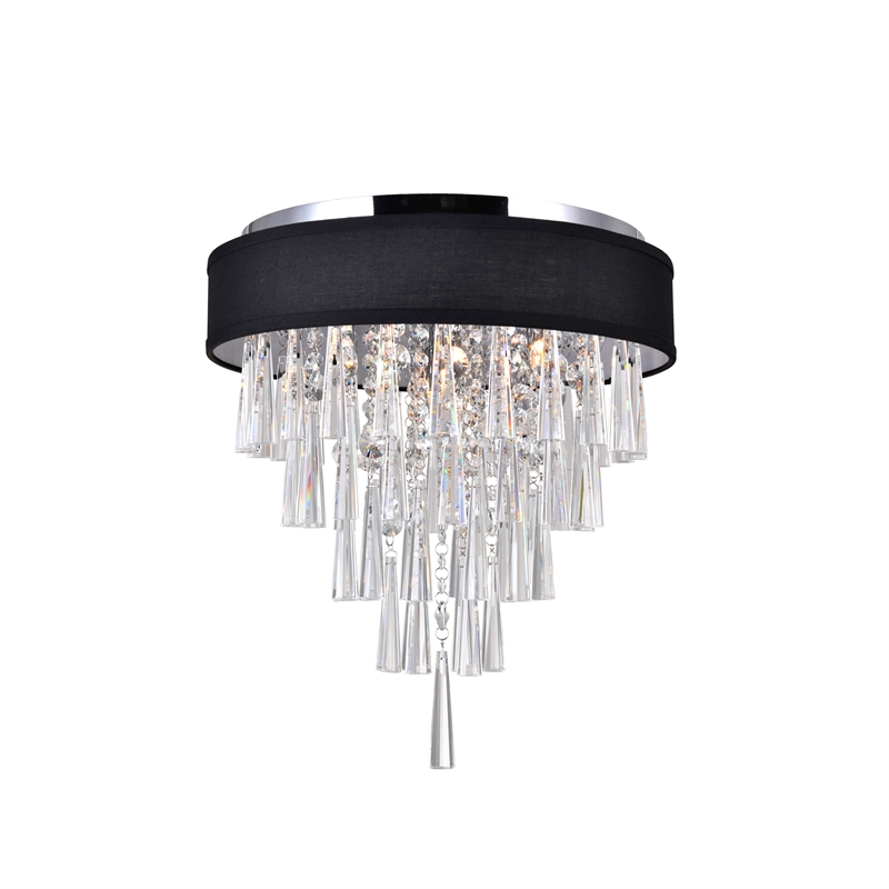 CWI Lighting Franca 4 Light Drum Shade Metal Flush Mount Light in Chrome