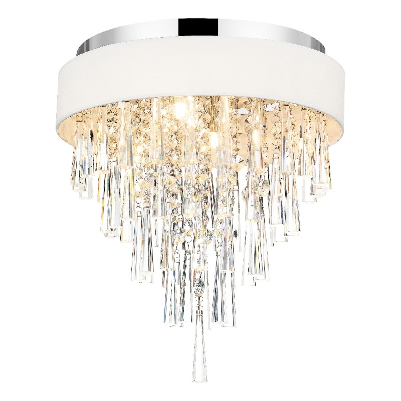 CWI Lighting Franca 4 Light Flush Mount Light with Metal Drum Shade in Chrome