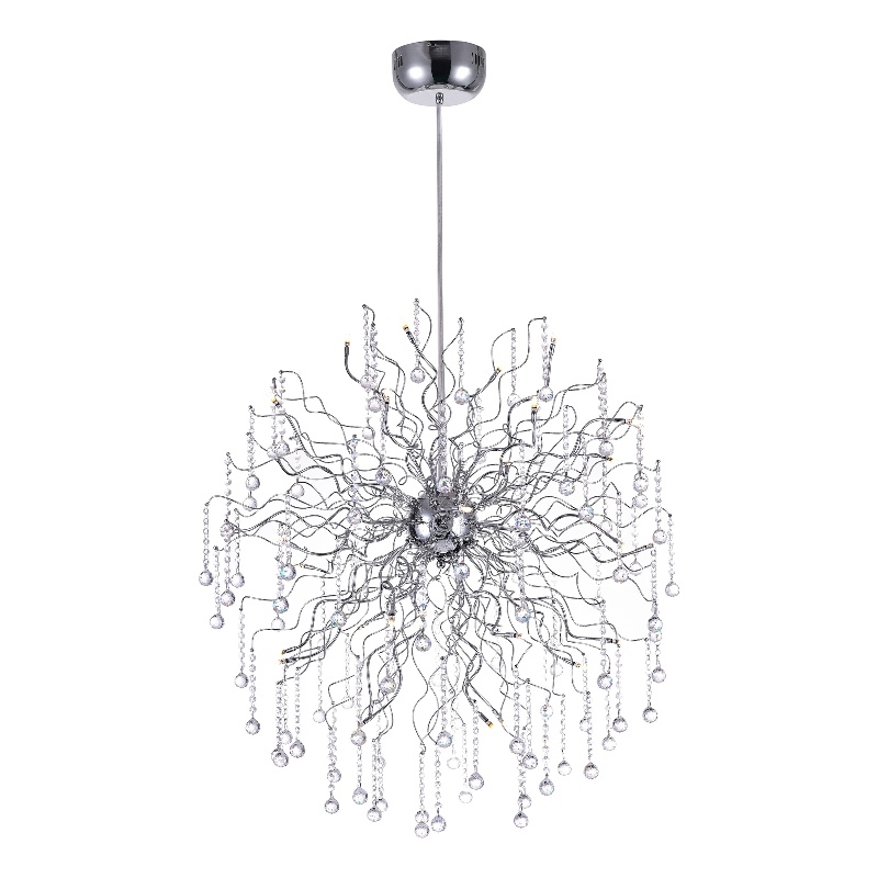 CWI Lighting Cherry Blossom 32 Light Transitional Metal Chandelier in Chrome