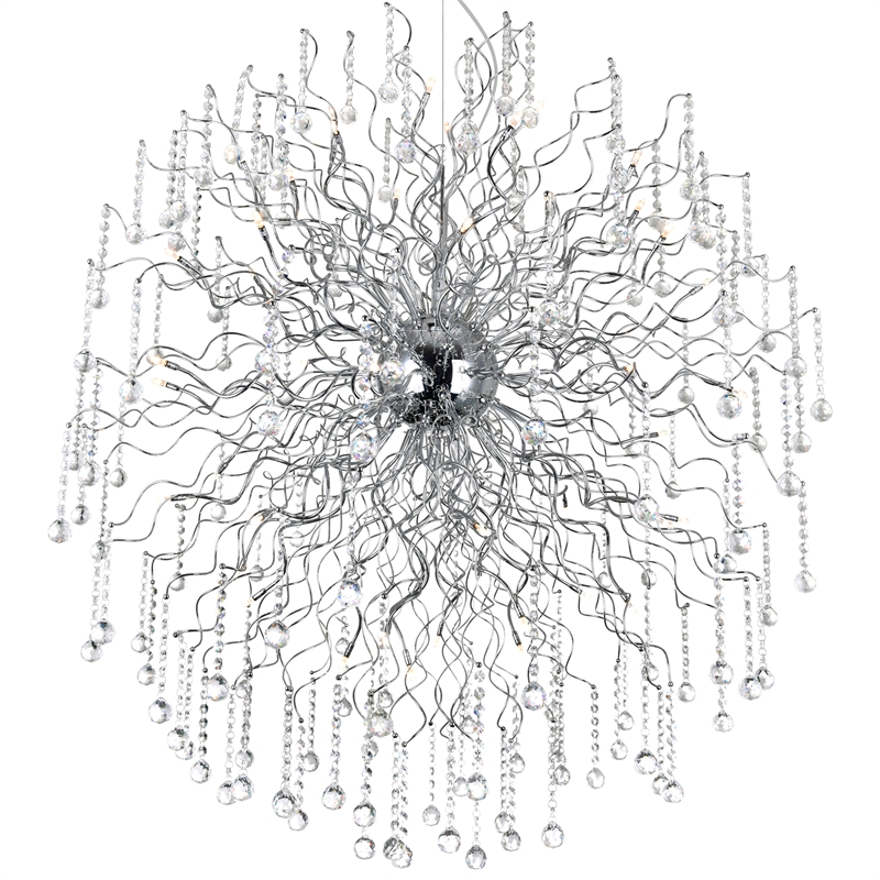 CWI Lighting Cherry Blossom 48 Light Transitional Metal Chandelier in Chrome