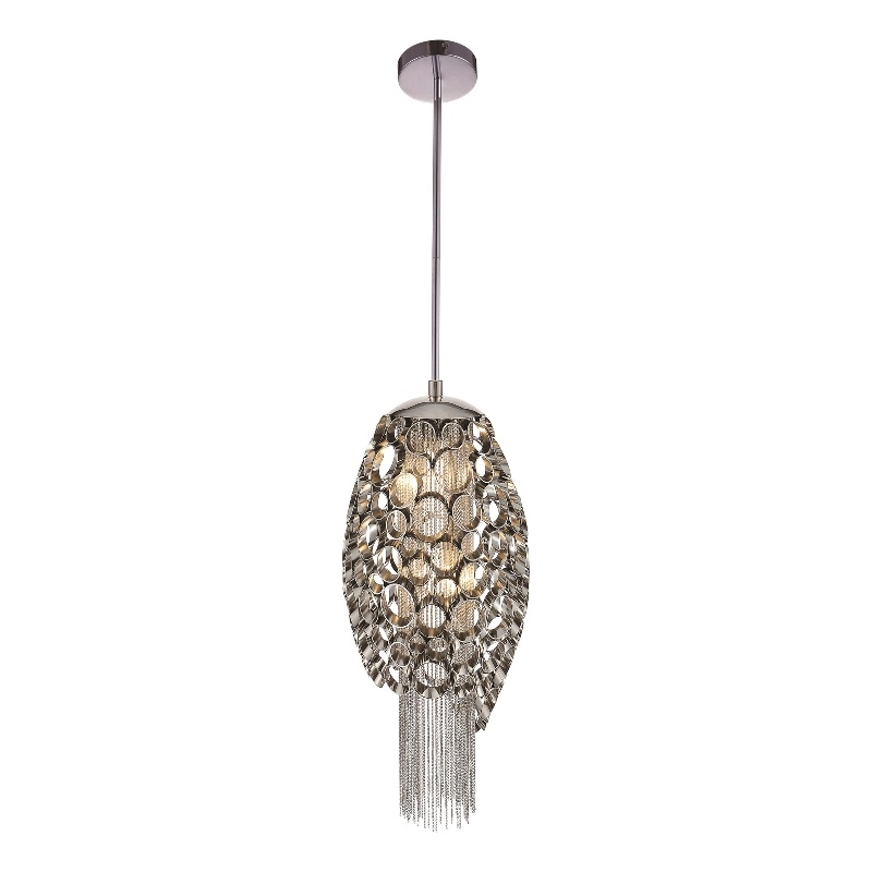 CWI Lighting Victoria 2 Light Drum Shade Metal Mini Pendant in Chrome