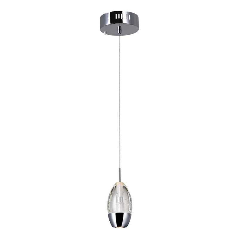 CWI Lighting Perrier 1 Light Down Contemporary Metal Mini Pendant in Chrome