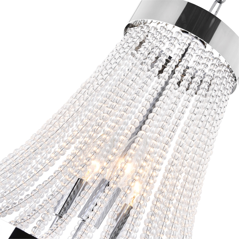 CWI Lighting Vast 3 Light Transitional Metal Chandelier in Chrome