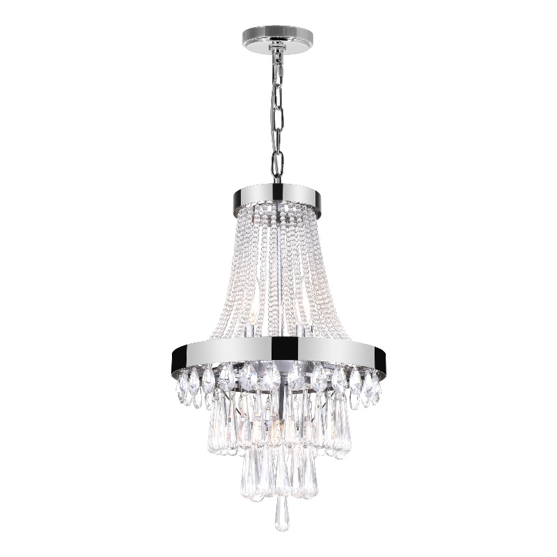 CWI Lighting Vast 3 Light Transitional Metal Chandelier in Chrome