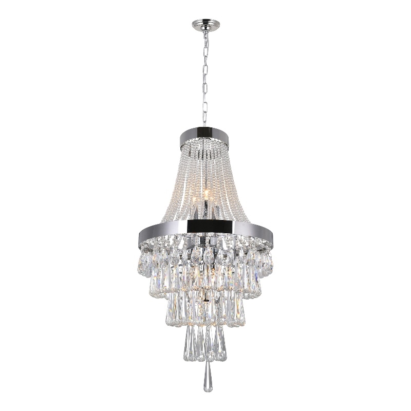 CWI Lighting Vast 6 Light Transitional Metal Chandelier in Chrome