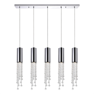 CWI Lighting Extended 5 Light Transitional Metal Pendant in Chrome