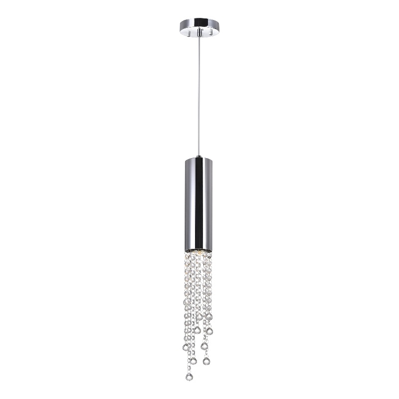 CWI Lighting Extended 1 Light Down Transitional Metal Mini Pendant in Chrome