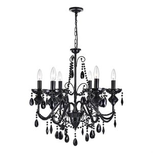 CWI Lighting Keen 6 Light Up Contemporary Metal Chandelier in Black