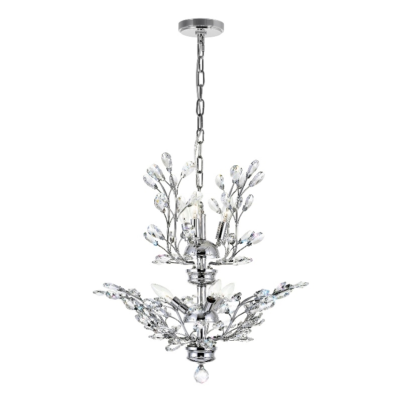 CWI Lighting Ivy 6 Light Transitional Metal Chandelier in Chrome