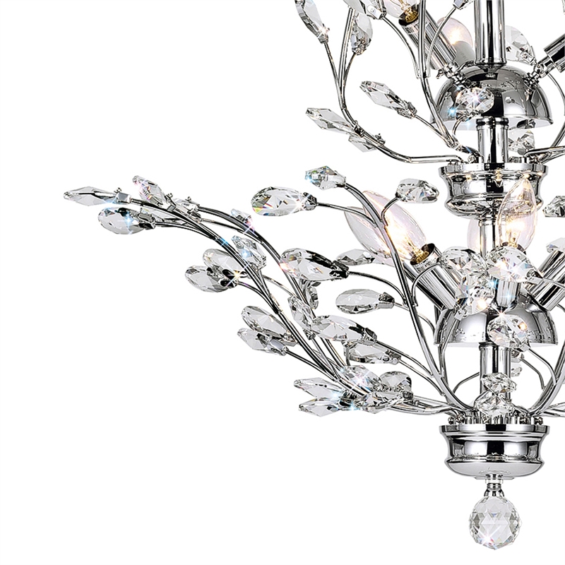 CWI Lighting Ivy 9 Light Transitional Metal Chandelier in Chrome