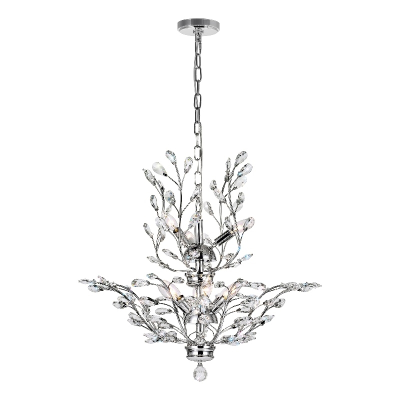 CWI Lighting Ivy 9 Light Transitional Metal Chandelier in Chrome