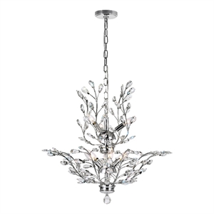 CWI Lighting Ivy 9 Light Transitional Metal Chandelier in Chrome