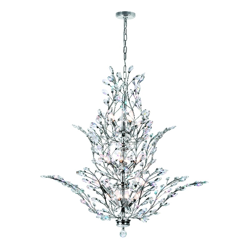 CWI Lighting Ivy 18 Light Transitional Metal Chandelier in Chrome