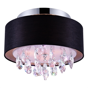 CWI Lighting Dash 3 Light Drum Shade Metal Flush Mount Light in Chrome/Black