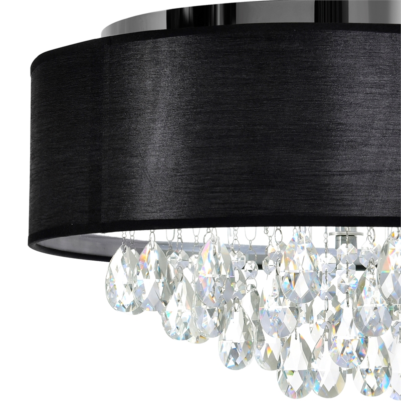 CWI Lighting Dash 4 Light Drum Shade Metal Flush Mount Light in Chrome/Black