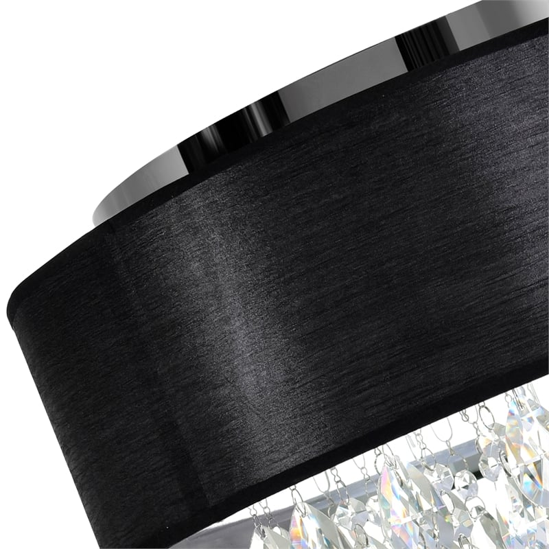 CWI Lighting Dash 4 Light Drum Shade Metal Flush Mount Light in Chrome/Black