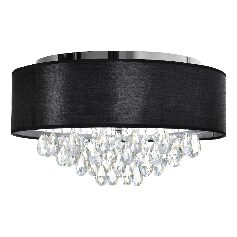 CWI Lighting Dash 4 Light Drum Shade Metal Flush Mount Light in Chrome/Black