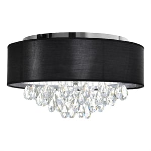 CWI Lighting Dash 4 Light Drum Shade Metal Flush Mount Light in Chrome/Black