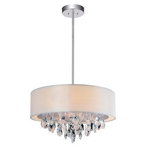 CWI Lighting Dash 4 Light Metal Chandelier with Drum Shade in Chrome
