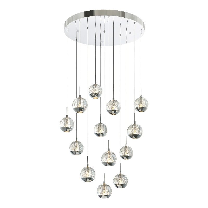 CWI Lighting Perrier 13 Light Contemporary Metal Pendant in Chrome