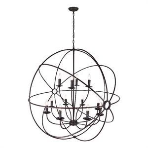 CWI Lighting Arza 12 Light Up Farmhouse Metal Chandelier in Brown