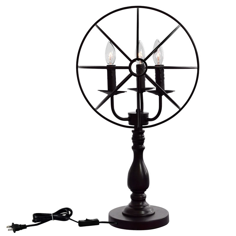 CWI Lighting Arza 3 Light Farmhouse Metal Table Lamp in Brown